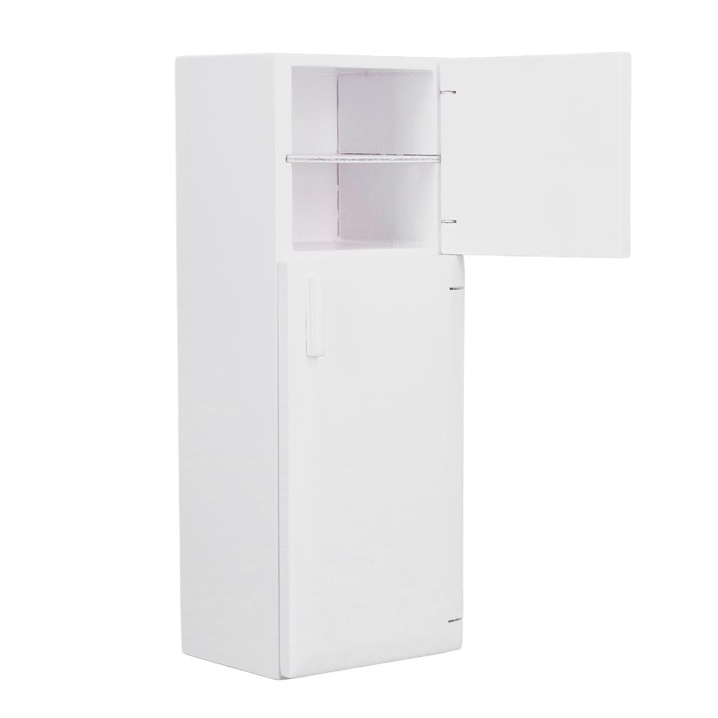 1:12 Dollhouse Miniature Fridge Dollhouse Furniture Wooden White Refrigerator for Dollhouse