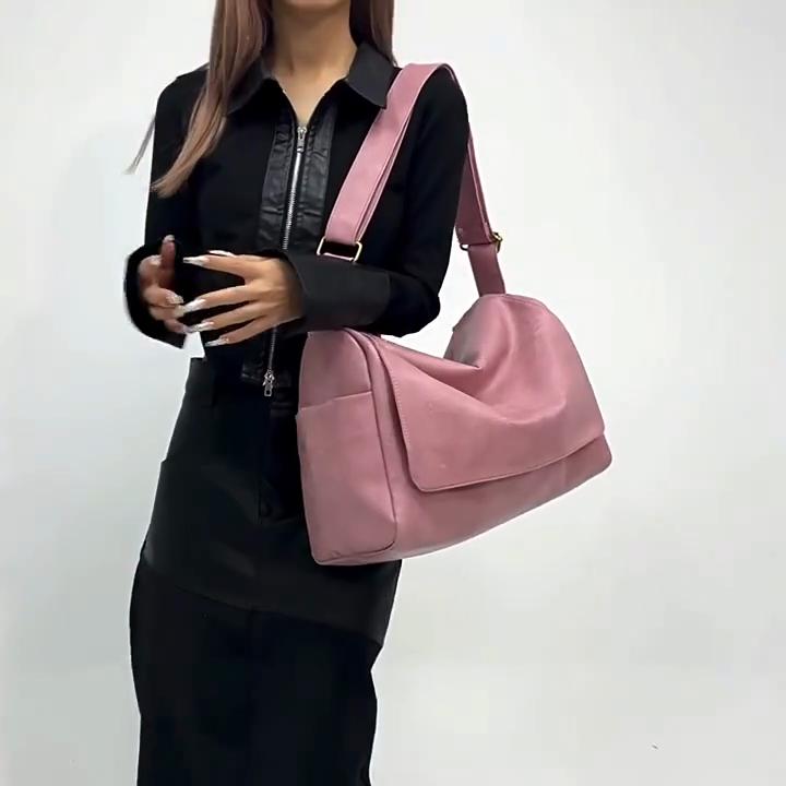 New Fashionable Versatile Large Capacity Soft Leather Shoulder Crossbody Bag Women Solid Color Flap Shopper Handbags CLE