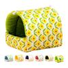 Thickened Quilted Warm Shelter Hamster Bed, Cartoon Print Cozy Hideout, Winter Cave Comfortable Hideaway for Hamsters Small Animal Cage Accessories