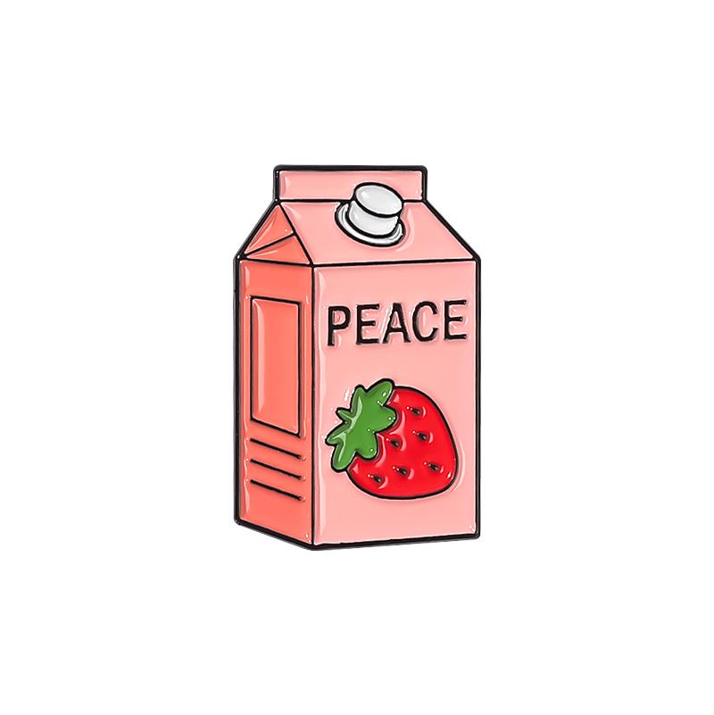 Cute Fruit Juice Enamel Pins Cartoon Boba Milk Tea Silly Goose Drink Box Brooches Lapel Badge Funny Jewelry Gifts Accessories