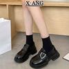 Leather platform women's shoes spring new small leather shoes Mary Jane shoes one pedal single shoes
