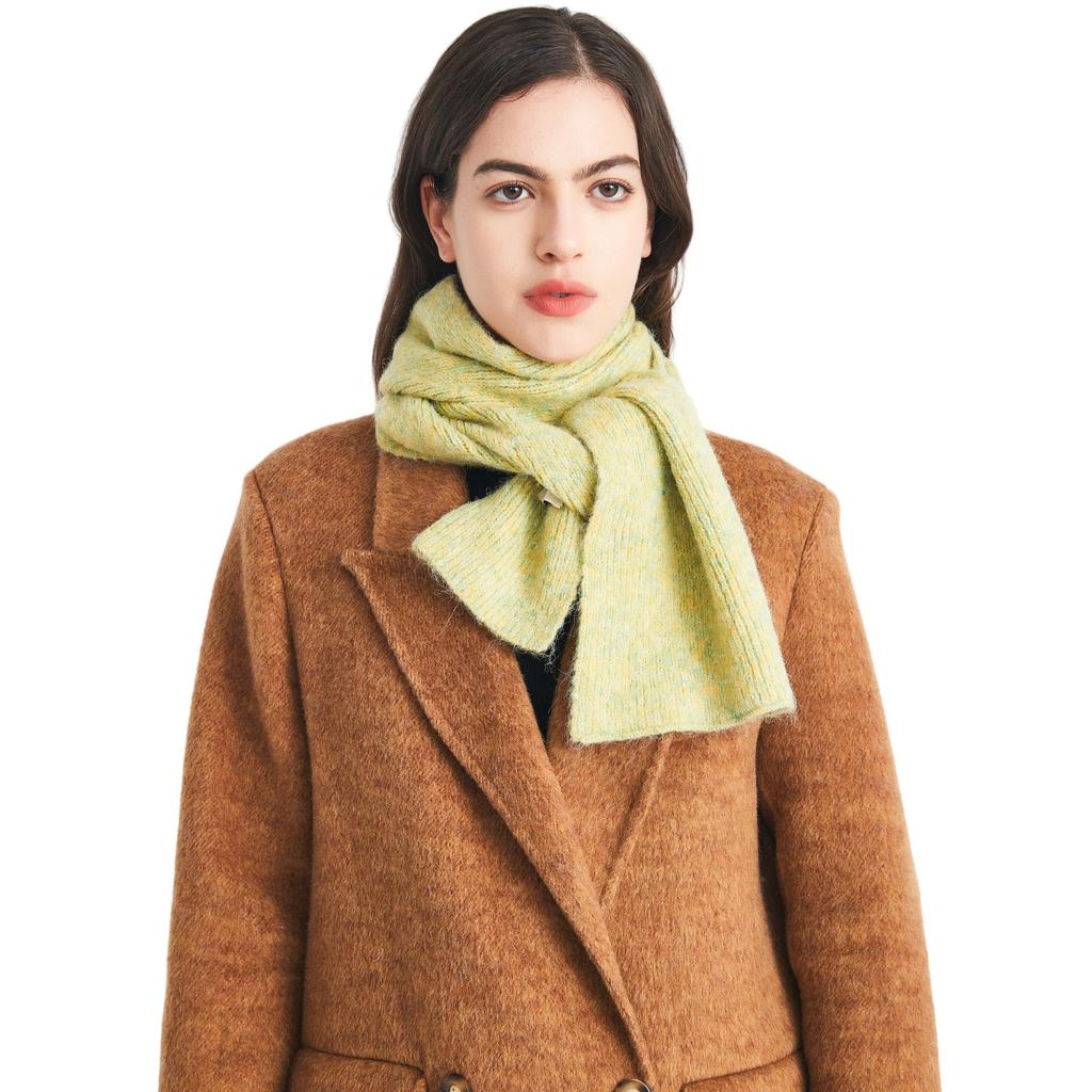Women Knitted Solid Color Scarf Soft Warm Thick Knit Neck Wrap Classic Plain Scarves for Autumn Winter Coat Matching Daily Wear