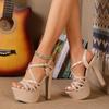Fashion 2025 Summer Cross-Strap Stripper Heels Open Toe Platform Sandals Girls Shoe for Party Club Women Sexy Show Sandals High Heels