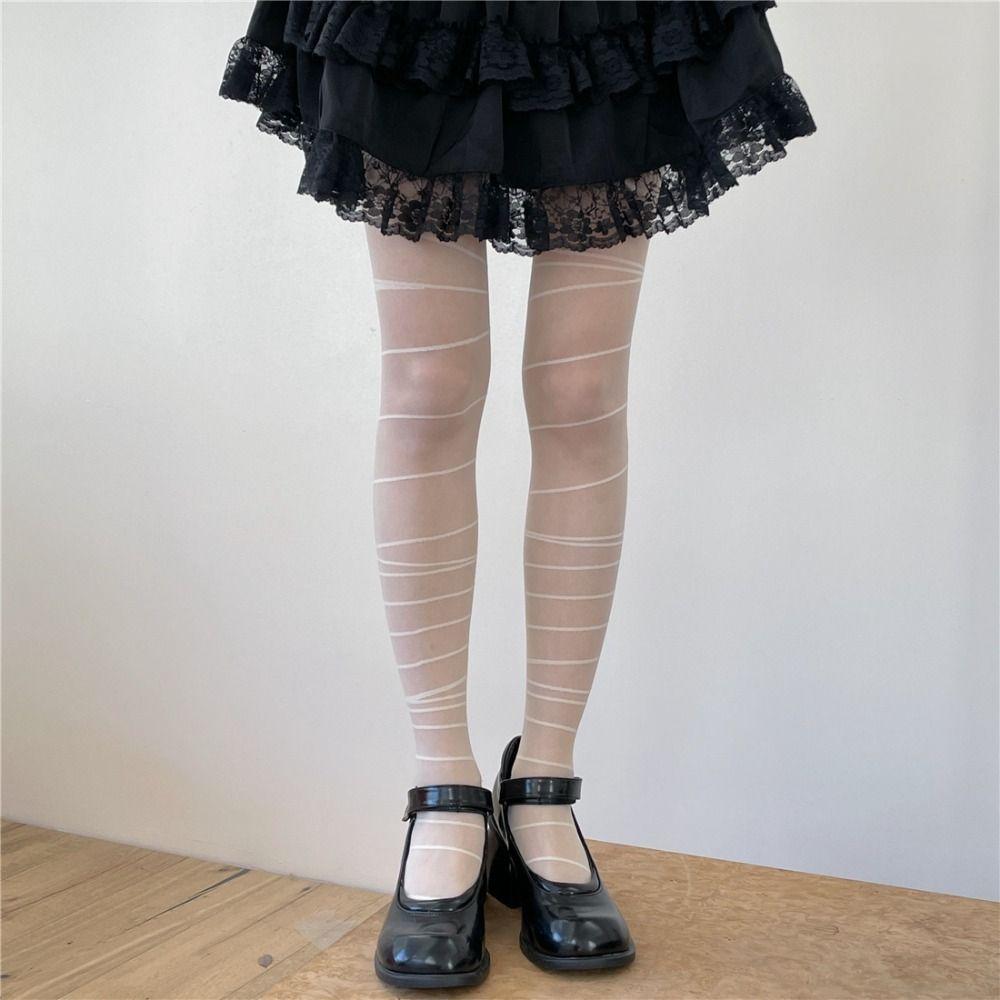 

Irregular Women Pantyhose Elastic Mesh Stockings Fashion Striped Tights Summer