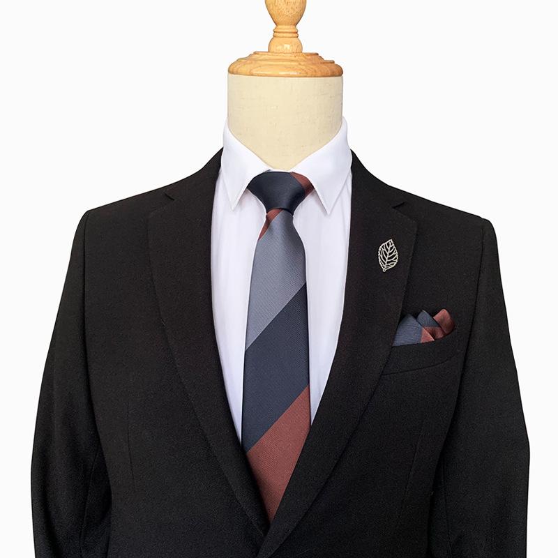 2025 Men's Wide Stripe Business Tie & Pocket Square Set with Gift Box