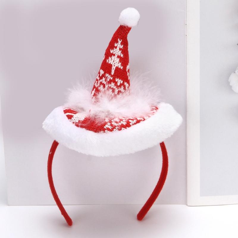Feather Xmas Hat Headbands Christmas Hat Hair Band for Creative Santa Hat Hair Hoop Novelty Photo Props Party Supplies