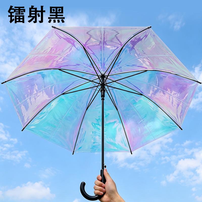 Creative Laser Iris Symphony Umbrella ins Thickened Adult POE Transparent Plastic Umbrella Creative Long Handle Automatic Umbrella Spot