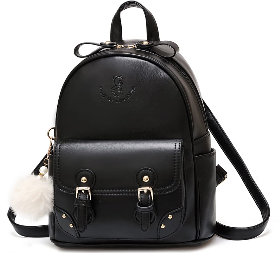 

Backpack for water popular [manukori] women, small, girls, cute, leather, repellent, (black) чорний