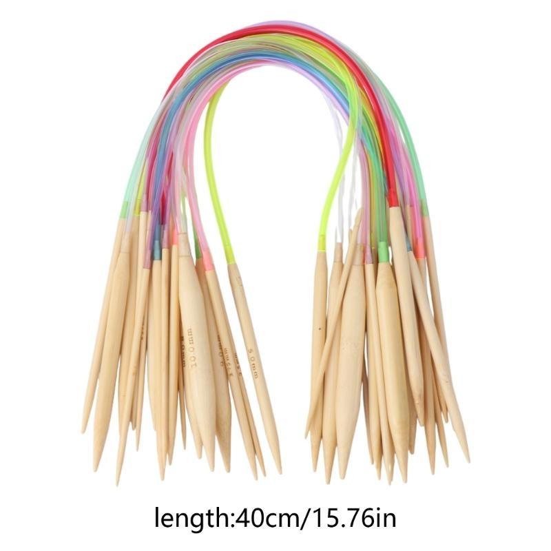 18 Stück 18 Größen 40cm Mehrfarbige Rundstricknadeln aus Bambus 2,0-10mm