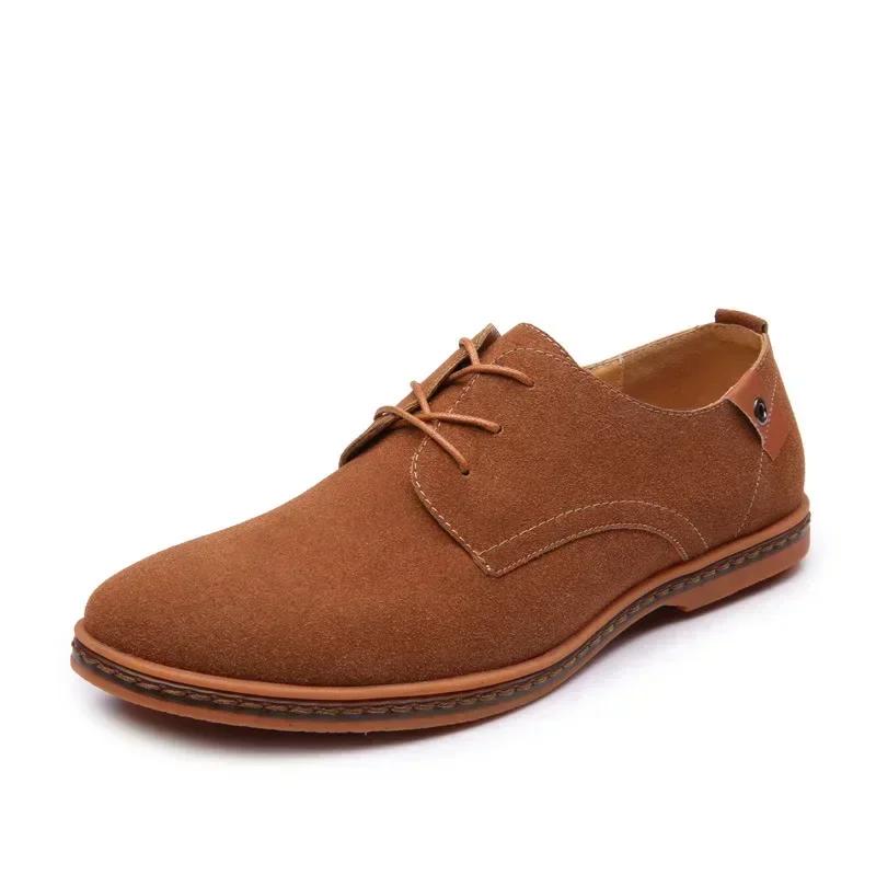 2026 Mens Shoes British Suede Leather Oxford Casual Shoes New Classic Sneakers Comfortable Footwear Dress Shoes Large Size Flats