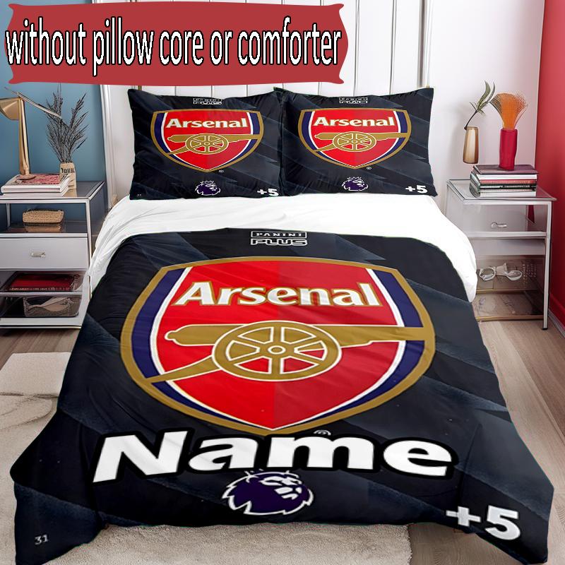 3pcs Duvet Cover Set (1*Duvet Cover + 2*Pillowcase, Without Core), Custom Name football team F.C Pattern Bedding Set, Home Bedroom Decor Gift