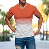 Herren Casual Sports T-Shirt Europäische und amerikanische Sommermode Revers 3D Farbverlauf Kurzarm Rundhals T-Shirt Männer
