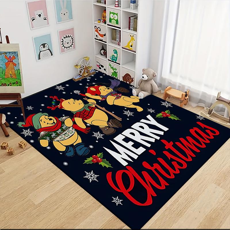 Christmas Winnie Pooh Friends Carpet Rug Soft Washable Anti Slip Home Living Room Sofa Mats Personalized Christmas Rug