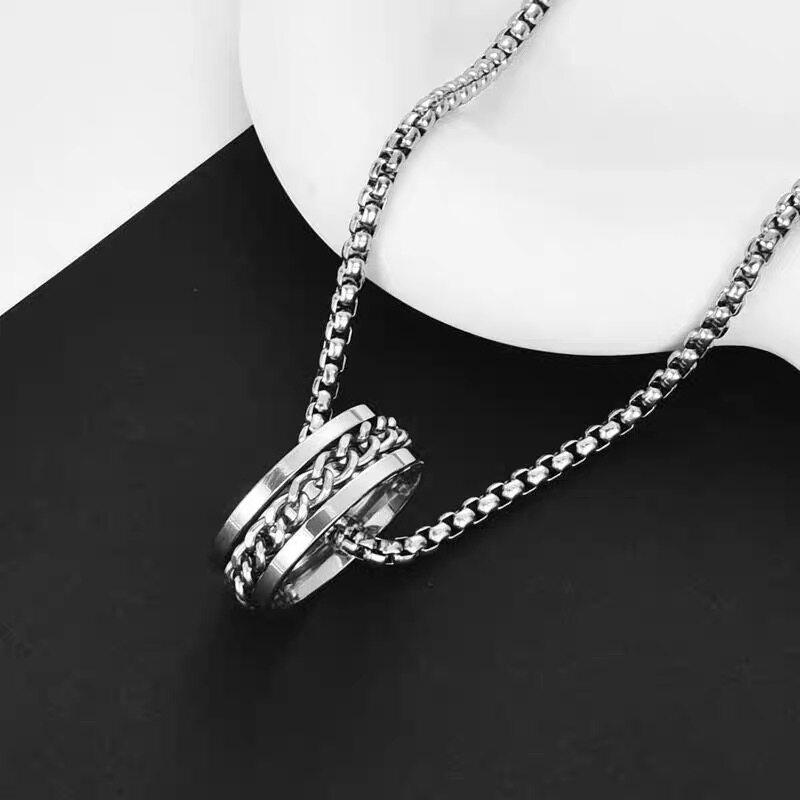 Brand All-Match Ring Necklace Dual-Use Men'S Pendant Simple Women'S Hip-Hop Personality Titanium Steel Accessories