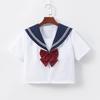 Navy Sailor Collar JK School Uniform - White, Two-Line Suit & Pleated Skirt