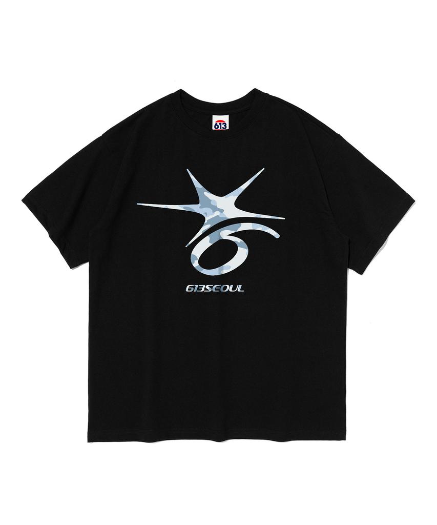 613SEOUL Crack Six Point Logo Short Sleeve T-Shirt (Black/Camo)