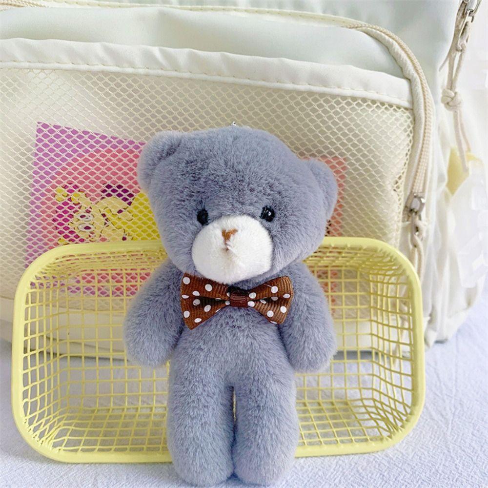 Animal Bow Bear Doll Keychain Stuffed Animals Bear Bag Pendant Home Desk Decor