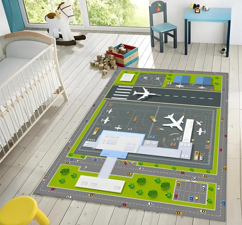 Runway Rug Airport Rug Plane Game Area Mat Aviation Rug Kids Room Decor For Childs Gift For Boys Girls Personalized Cool Gifts