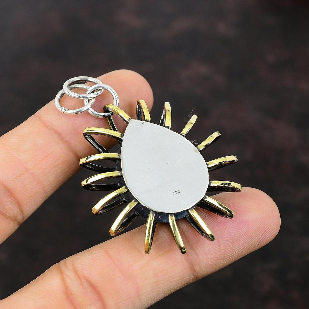 Boulder Chrysoprase Pendant Natural Gemstone Jewelry 925 Sterling Silver Pendant 18K Gold Plated Cage Pendant Handmade Jewelry Gift For Girl