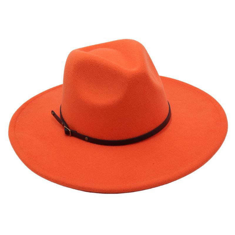 Belt Buckle Top Hat Jazz Hat Men'S And Women'S Felt Hat Woolen Hat Wool Versatile Street Shot
