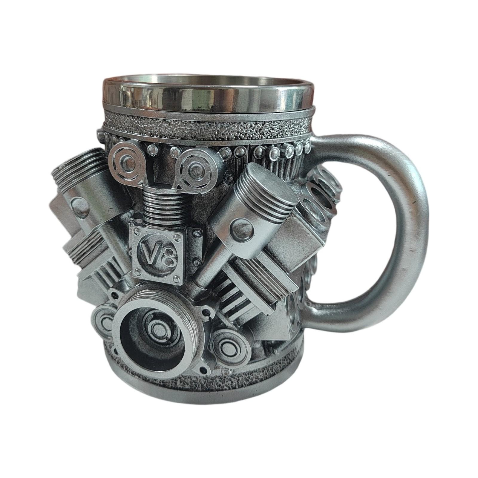 Unique Car Engine Coffee Cup Handmade V8/V6 Engine Stainless Steel Cup Tea Cup Suitable For Office Car Enthusiasts As A Gifts