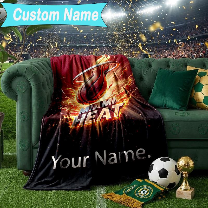 Custom Name Blanket Miami Team Spirit Blanket Bedding Blanket for Travel, Camping, Living Rooms, Offices, Sofas, Fan Christmas gift