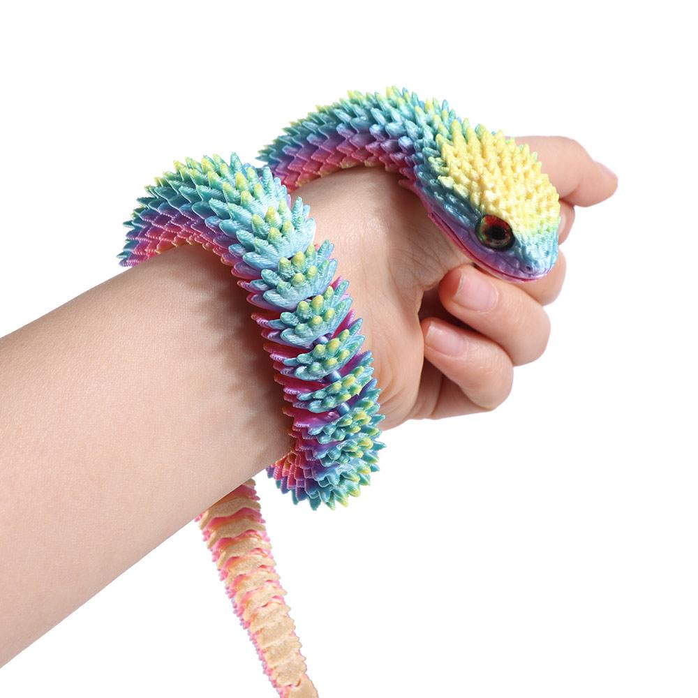 30/45/60cm 3D Printed Snake Toy Multicolor Animal Simulation Model Car Decoration