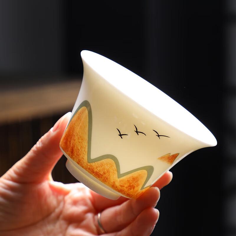 TLAKEHO Ceramic Kung Fu Tea Set with Gaiwan