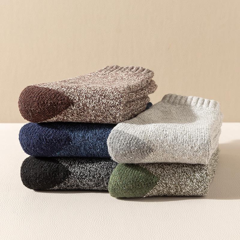 Wool Socks - Men's Autumn-winter Mid-length Thick and Warm Padded Thick Socks, Anti-chill and Warm Long Tube Knitted Socks