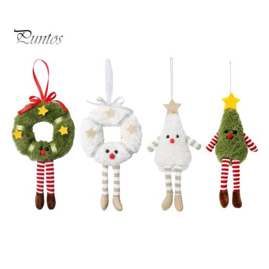 Holiday Gift Box Fillers Fluffy Christmas Hanging Ornaments, Small Wreath/Tree Plush Doll Pendant, Winter Xmas Toys for Windows Tree Decoration