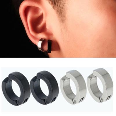 Oorklap Clip Cool Roestvrij Staal Punk Stijl Ronde Cirkel Oorbellen Mannen Sieraden voor Feest