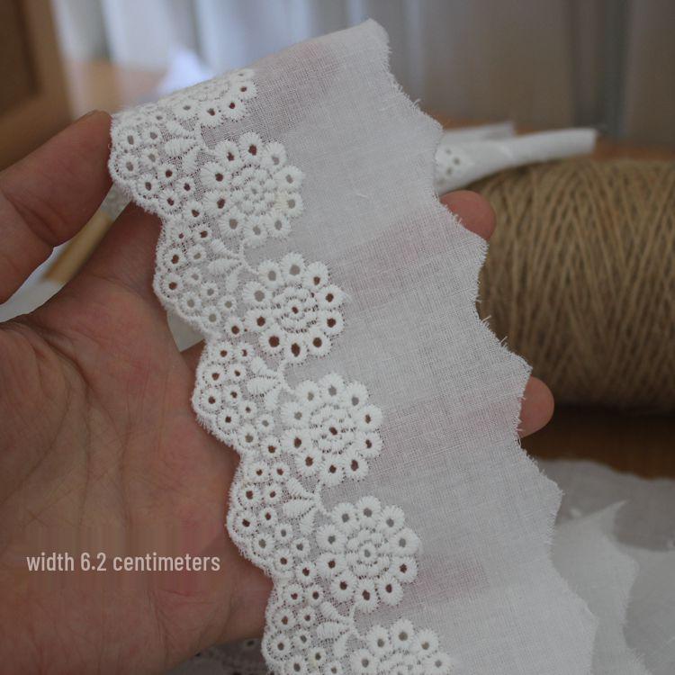 Reine Baumwolle mit Stickerei und Spitzenbesatz für DIY-Puppen und Kinderkleidung