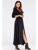 Viscose Maxi Dress with Envelope Neckline, Black XL