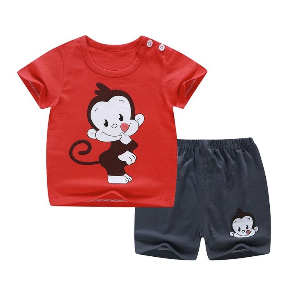 Casual Short Sleeve Tees +Shorts Children Cute Summer Clothing New Crewneck Tshirt 2 Piece/Set Boys Baby Fashion Tracksuits