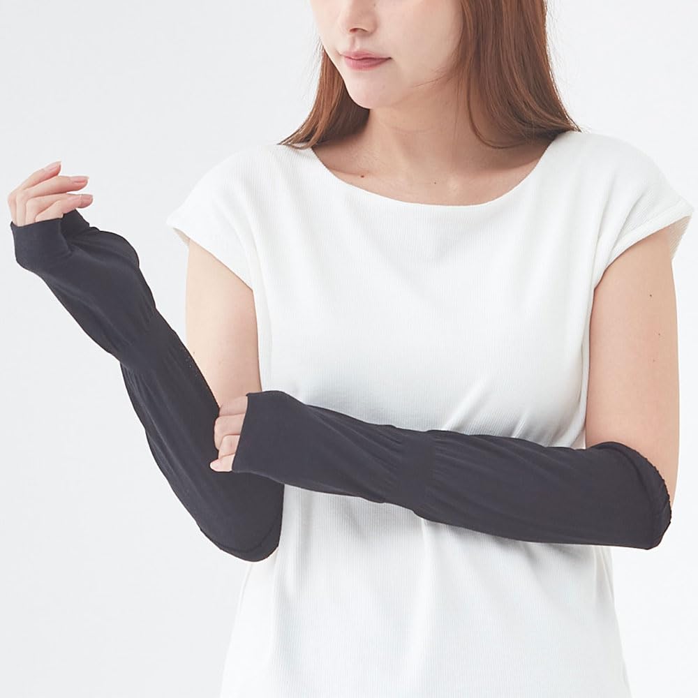 Arm Covers of Cool Magic 35cm Length To Double Cooling UV Protection Moisture Wicking Quick Drying CGX751 Light Gray One Size [Gunze] (Set 2) (Up