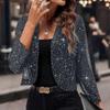Women's Mesh 3/4 Sleeve Open Front Sequin Bolero Glitter Cropped Cardigan Jacket Cocktail Party Shrug Short Coats sea blue XXL New Arrival