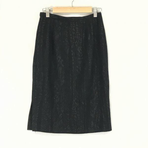 Hergestellt in Japan Itariya Enger Rock Knielang Strass 7 S Schwarz Allover-Muster(GEBRAUCHT)