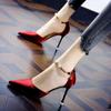 One-word Single Shoes 2025 Autumn New Women's Shoes Red Temperament Banquet Etiquette Pointed High Heels Wedding Shoes Women's Tide