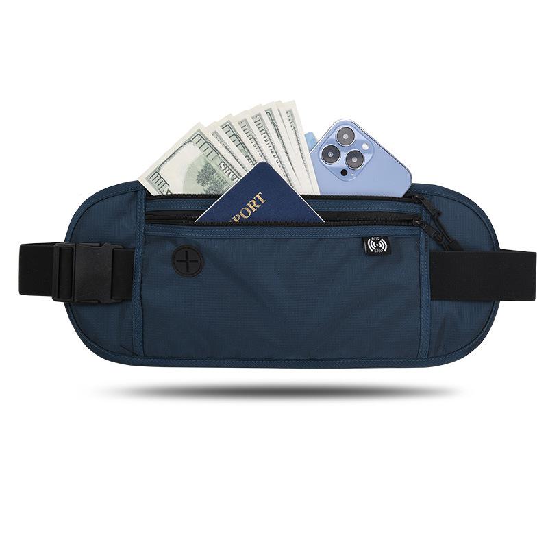 Fascia porta soldi da viaggio Blocco RFID Impermeabile Marsupio Marsupio Portafoglio Nascosto Segnale Blocco RFID Porta Passaporto Borsa Documenti