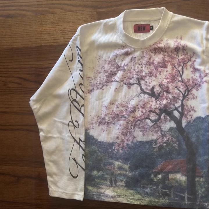 Y2K Floral Letter Print Casual Slimming Round Neck T-shirt - European and American Style