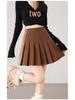 2025 Fall/Winter Fresh College Style High Waist Woolen Pleated Skirt