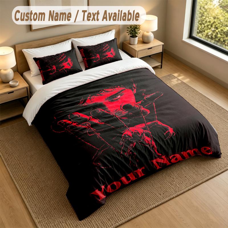 3Pcs Bedding Set Custom Name Text, 1 Sheet 2 Pillowcases Home Bed DecorStranger Things