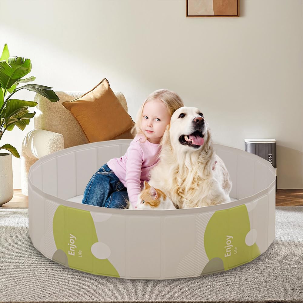 Bunmery No Inflation Water Home Ball Dog Light Green Kids' Pool, Required, Foldable, Play, Pool, Friendly, Indoor/Veranda/Garden, (10030cm)