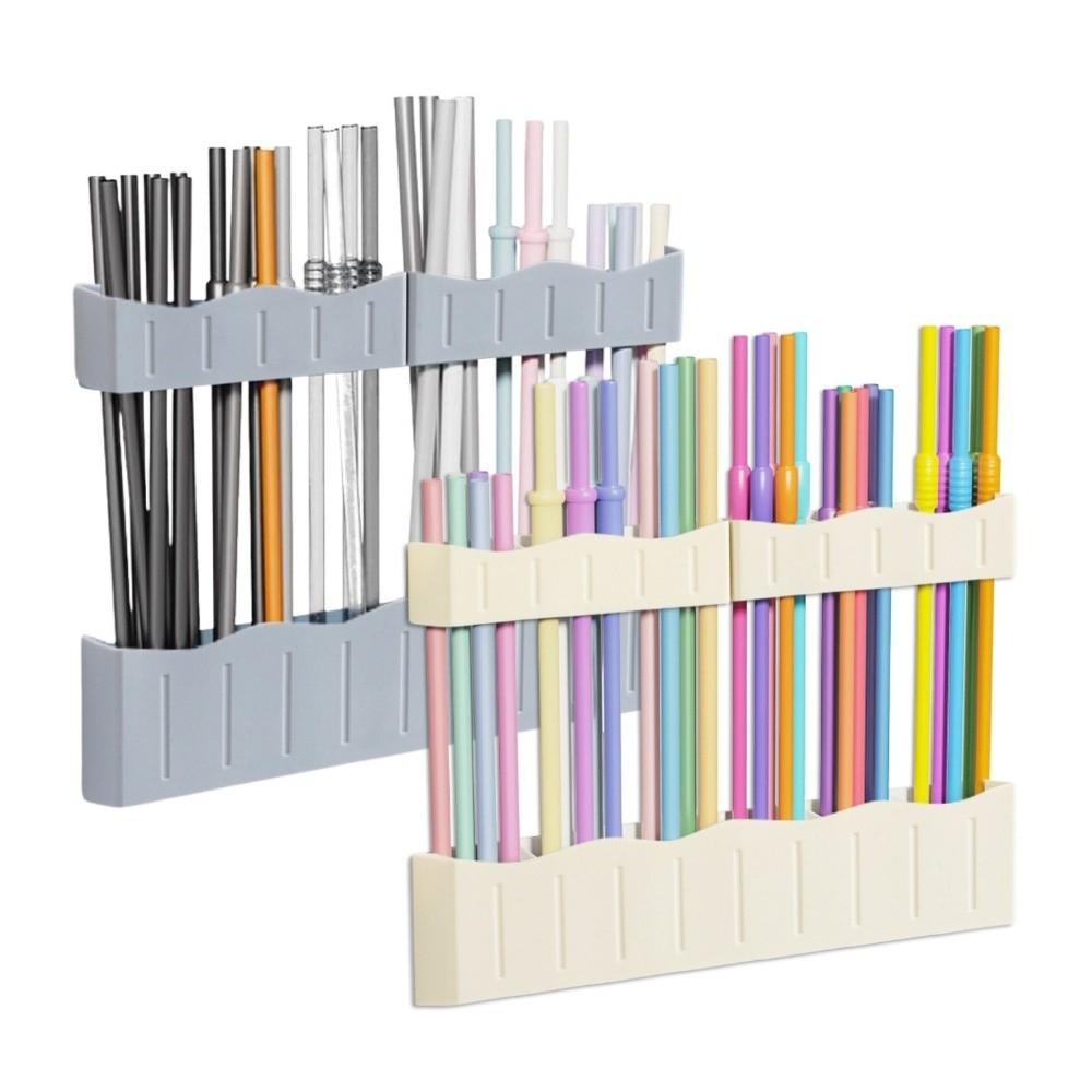Reusable Straw Storage Rack Wall Mounted Cabinet Door Storage Container  Kitchen Use