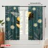 2 piezas Cortinas de impresión plana 2D Abejorro Flores Naturaleza Trabajo Tela Sin Electricidad Decoraciones para Fiestas Uso para Fotomatón