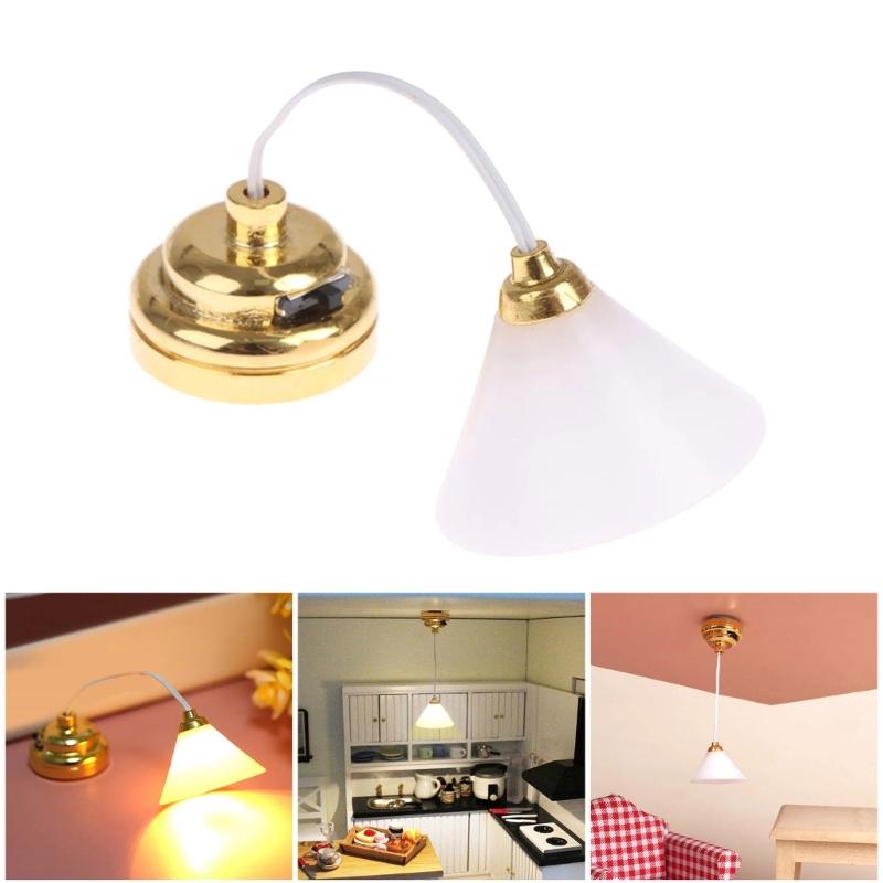 White Miniature Chandelier Light Dollhouses Small LED Light Dollhouse Furniture Lighting for Modern or Vintages Decors