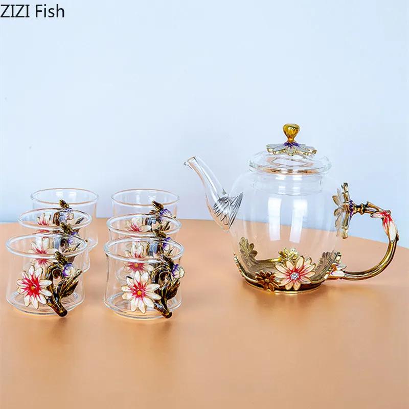 High Temperature Resistant Transparent Glass Tea Set Seven-piece Chinese Kung Fu Tea Set Gift Box Teapot Set Gift for Friends