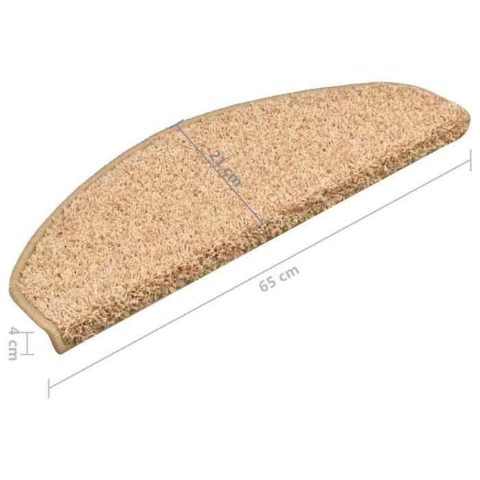 VidaXL Tapis d'escalier 15 pièces 65 x 21 x 4 cm Doré Demi-rond Grand 322379