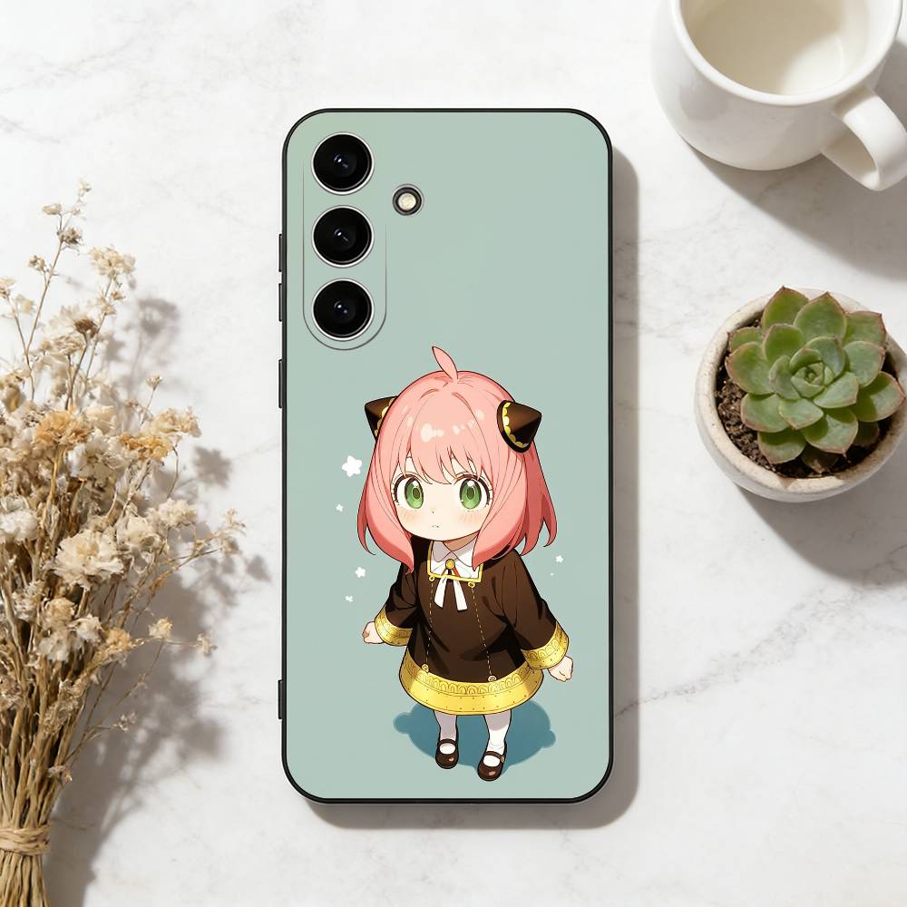 C-Cute Anya Chibi Style Phone Case For Samsung Galaxy A73,A72,A71,A70,A53,A52,A51,Soft Black Shell