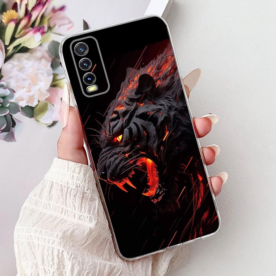 For Vivo Y20i V2027 Case For Vivo Y20 V2029 Y20s Cute Tiger Cartoon Back Cover Soft Silicone Funda For Vivo Y11s Y12s Y12a Cases